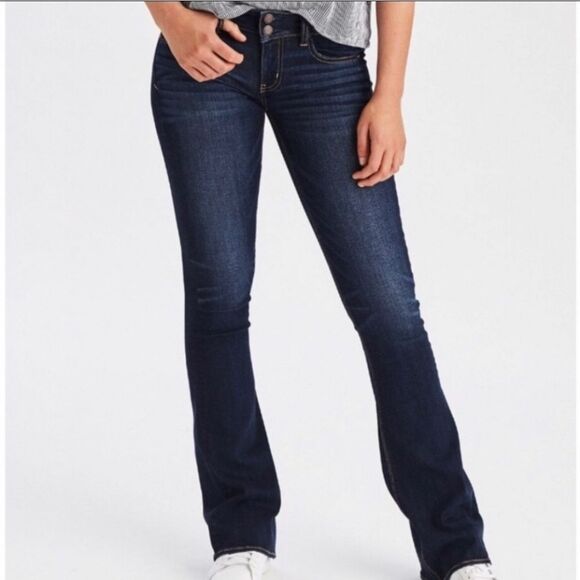🐞American Eagle Blue Stretch Artist Bootcut Jeans Size 6/28 - Picture 1 of 12